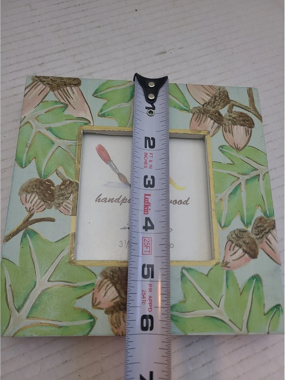 Images Square 3.5x3.5 Inch Hand Painted Photo Frame Acorns and Leaves